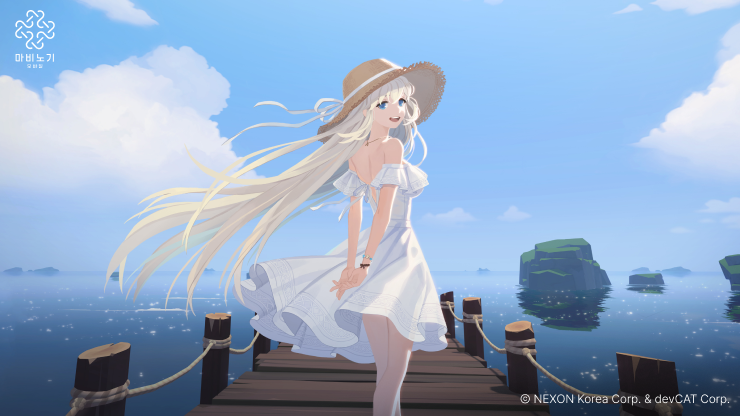 瑪奇Mobile 夏季海灘服飾官方美術（白色連身裙＋草帽）